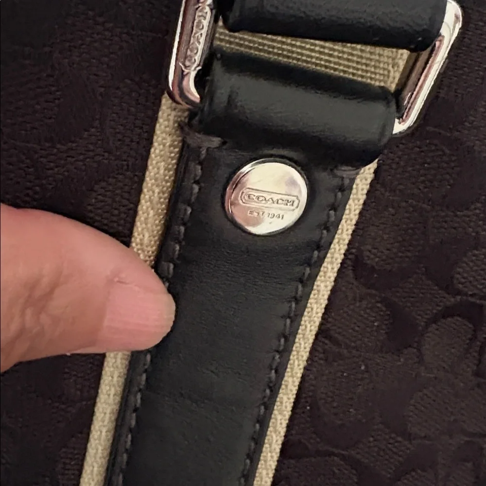 Gently Loved Coach Black Canvas and Leather Tote Bag